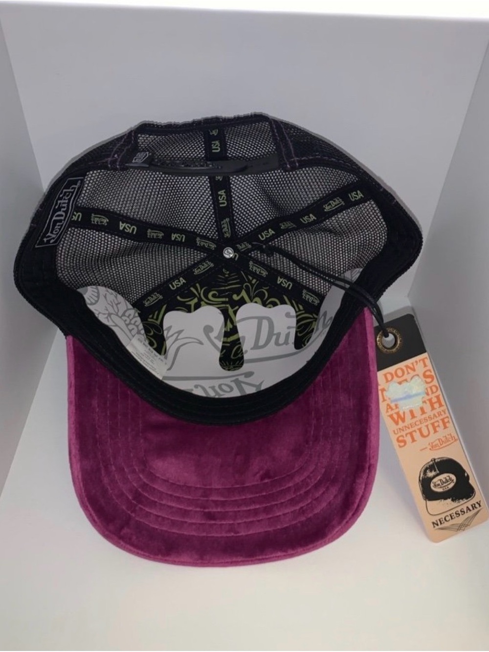 Von Dutch Purple Lime Velvet Crush Trucker Hat - Picture 2 of 2